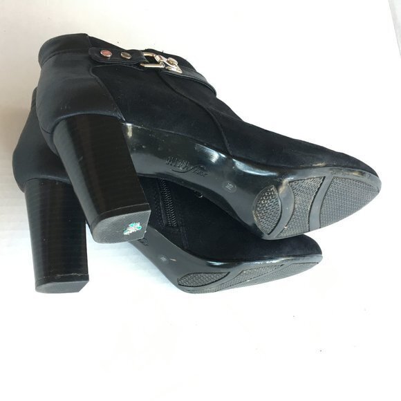 Alfani Dolorna Pointed Toe Suede Ankle Boot Booties Womens Size 9M Black Leather - Picture 9 of 10